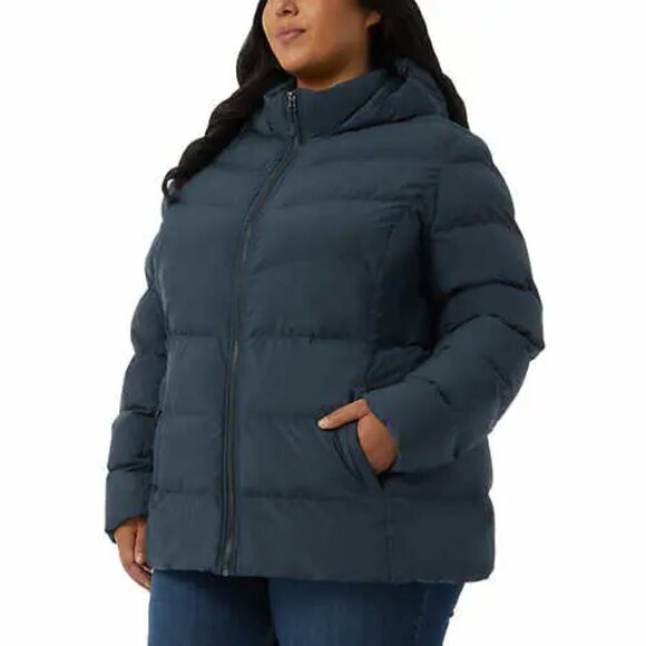 32 Degrees Women's Winter Tech Jacket Iron Blue Lightweight Fleece Lined Pockets - Picture 2 of 5